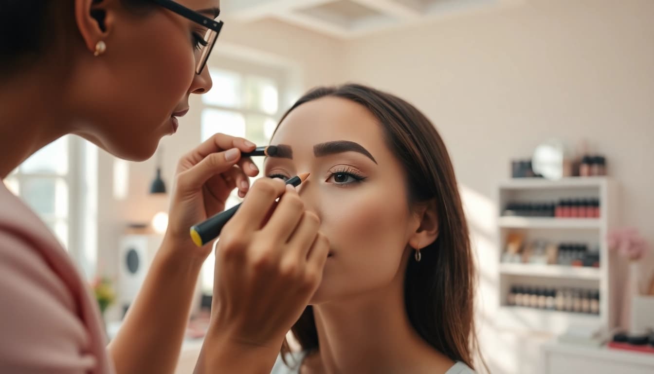 Enhance your style with pencil eyebrows expertly applied by a makeup artist.