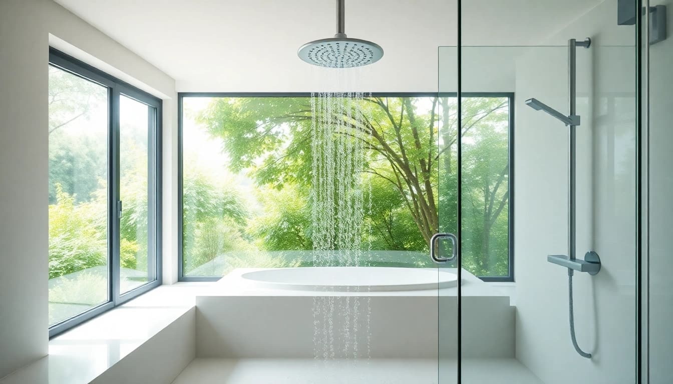 Experience elegant showers Australia in a contemporary bathroom design featuring a lush atmosphere and sleek fixtures.