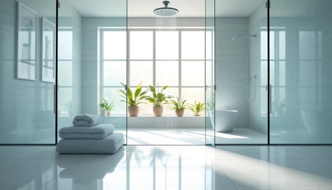 Experience elegant showers Australia with luxurious rain shower in a serene bathroom setting.