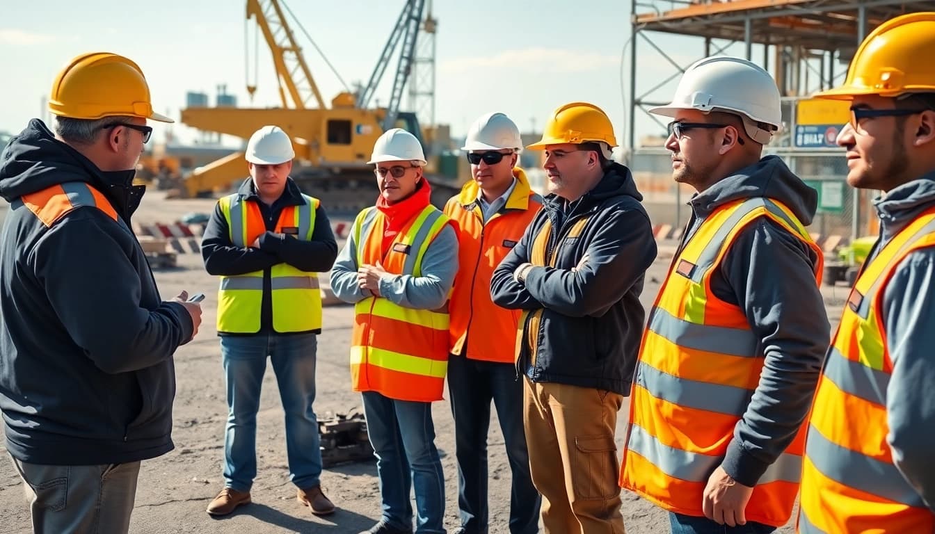 Drive engagement with construction site safety training featuring workers in safety gear.