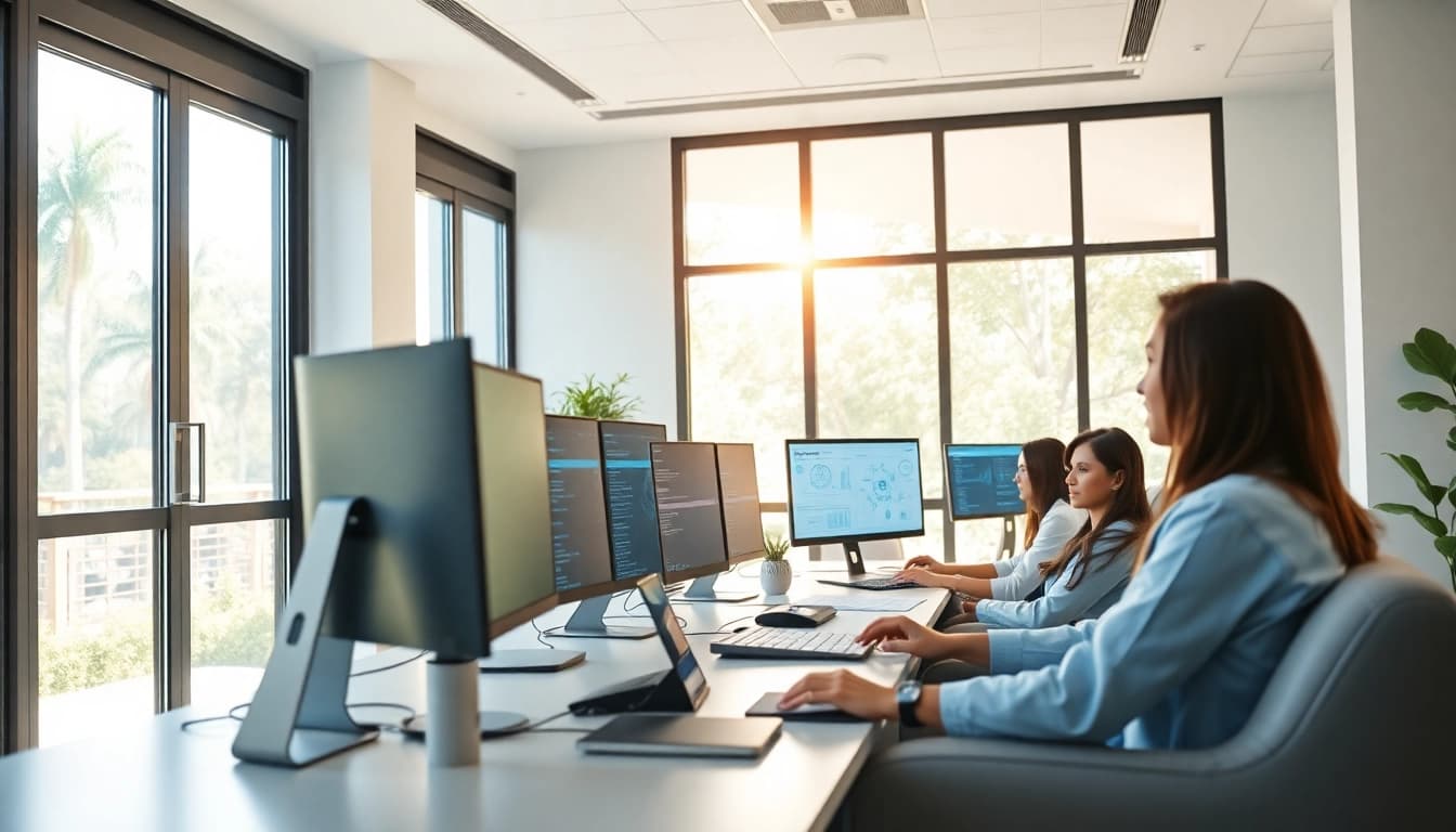 IT Services for Healthcare Tampa team collaborating on innovative technology solutions in a modern office.