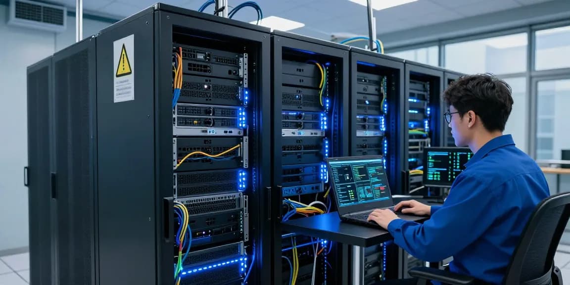 Dedicated servers displayed in a professional data center, showcasing servidores dedicados for optimal performance and reliability.