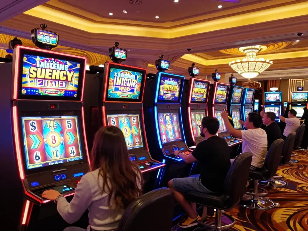 Players enjoying thrilling slot gacor games at a vibrant Las Vegas casino