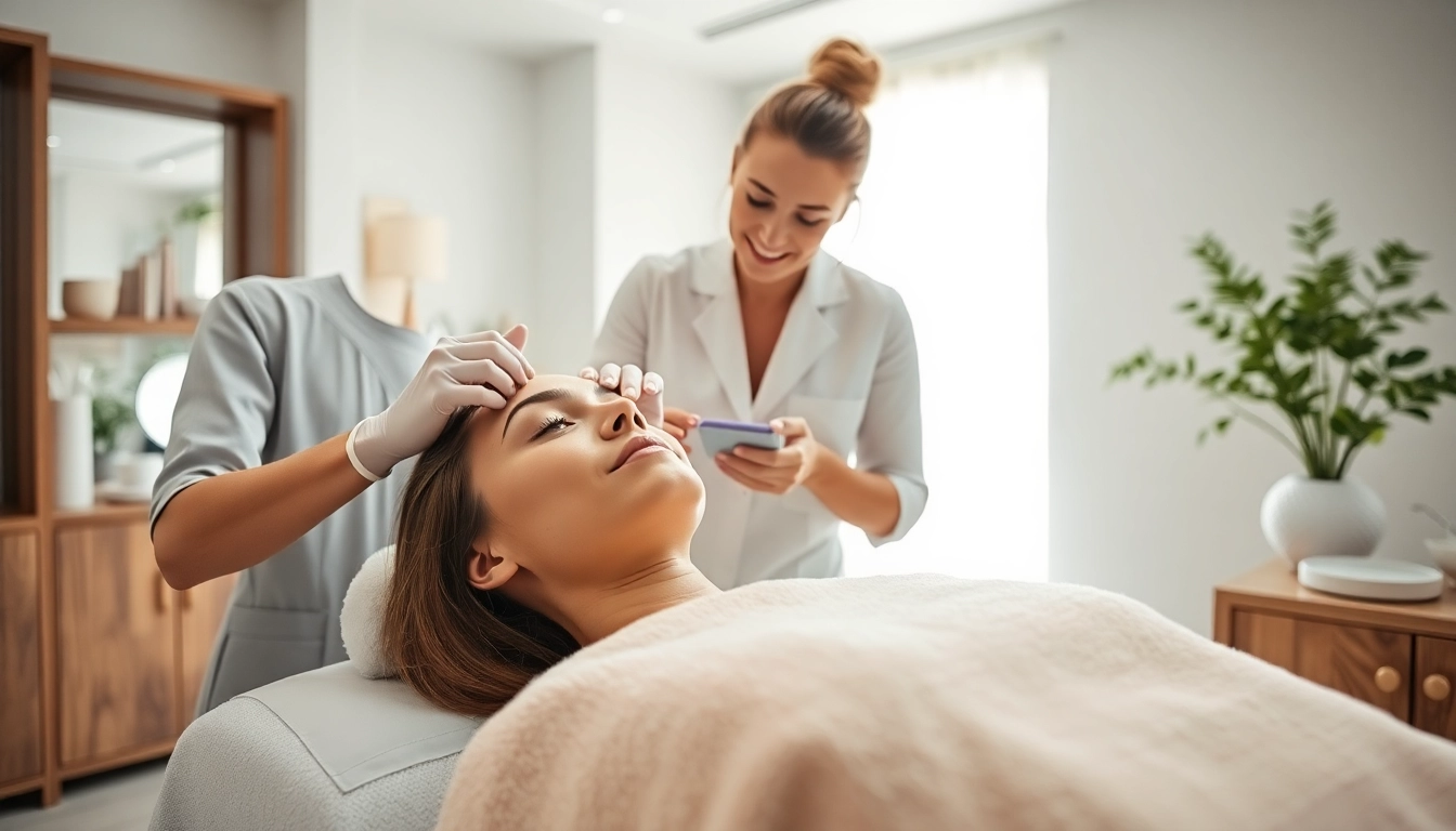 Facial treatment by an esthetician in Queens NY spa, showcasing professional care and serene atmosphere.