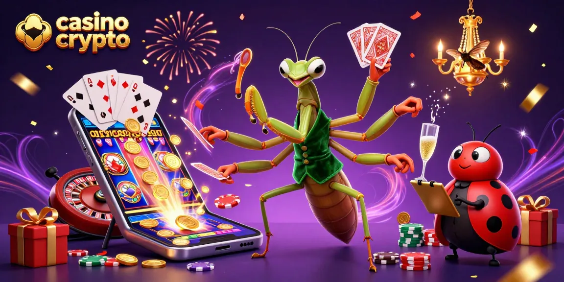 Gioca nel casino crypto con una scena vibrante e dinamica, caratterizzata da personaggi giocosi e simboli di vincita.