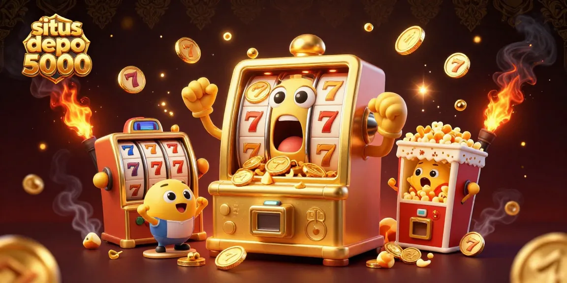 Menangkan jackpot di situs depo 5000 dengan mesin slot yang penuh koin dan simbol keberuntungan.