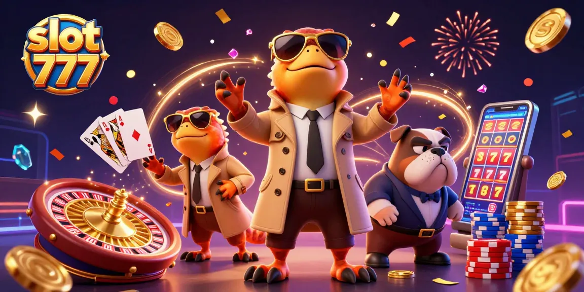 Spin the reels with slot 777 as raptors engage in casino antics with gold coins and jackpots.