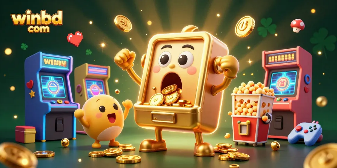 Play and win big at winbd com, featuring lively slot machines celebrating a jackpot.