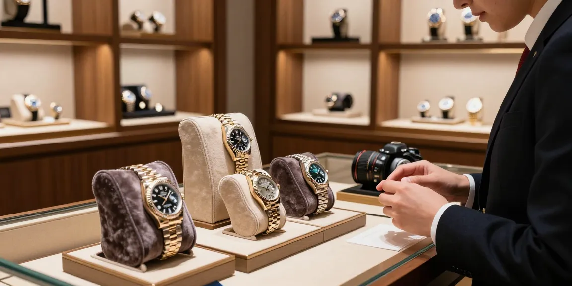 Showcasing exquisite rolex replica watches in an upscale boutique.