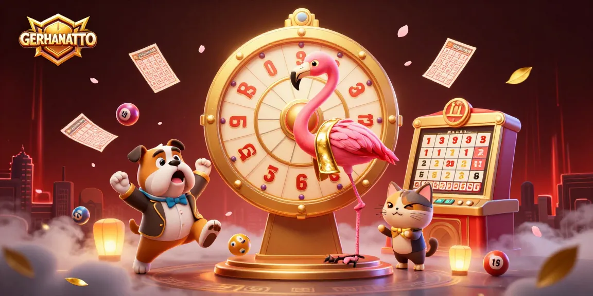 Menangkan hadiah di GERHANATOTO dengan aksi menarik dari flamingo dan bulldog dalam lotere.