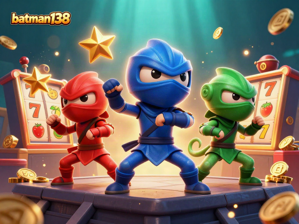 batman138 mengunjungi kasino virtual dengan simbol slot, ninja chameleon dan koin emas