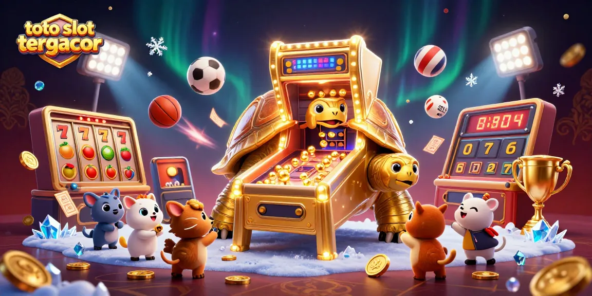 Catching exciting wins at toto slot tergacor with a golden tortoise pinball machine and playful animals.