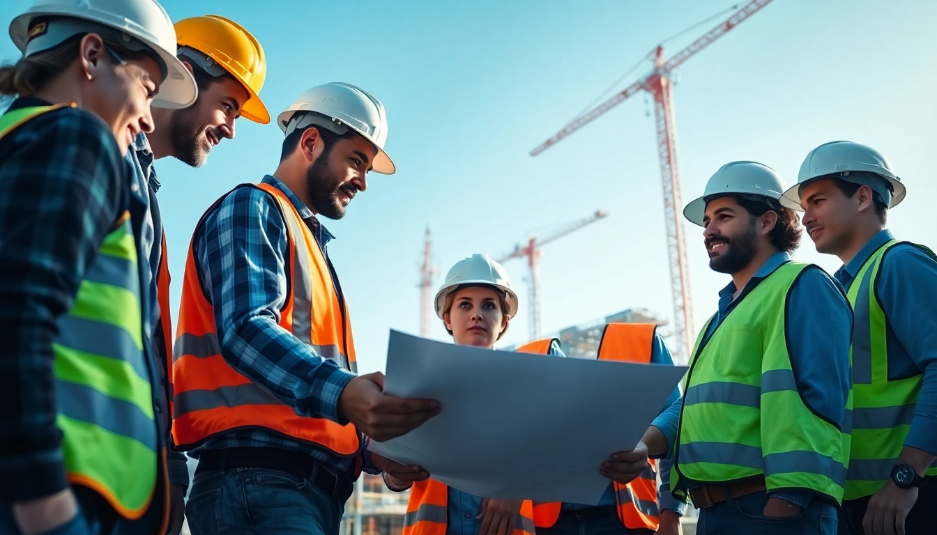 Engaging scene of construction advocacy in action showcasing teamwork and collaboration at a project site.