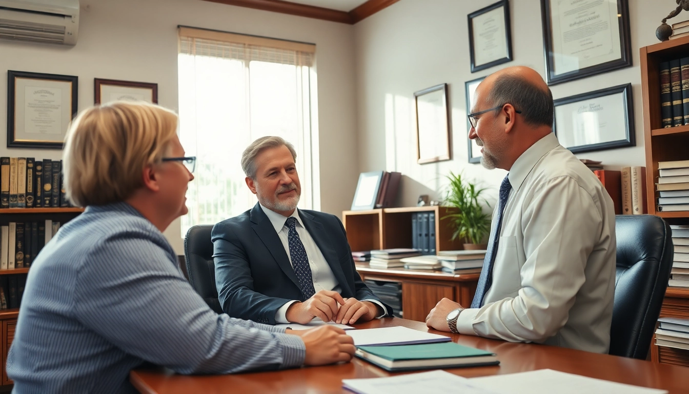 Engaging conversation between a truck accident attorney Clearwater and a client in a professional setting.