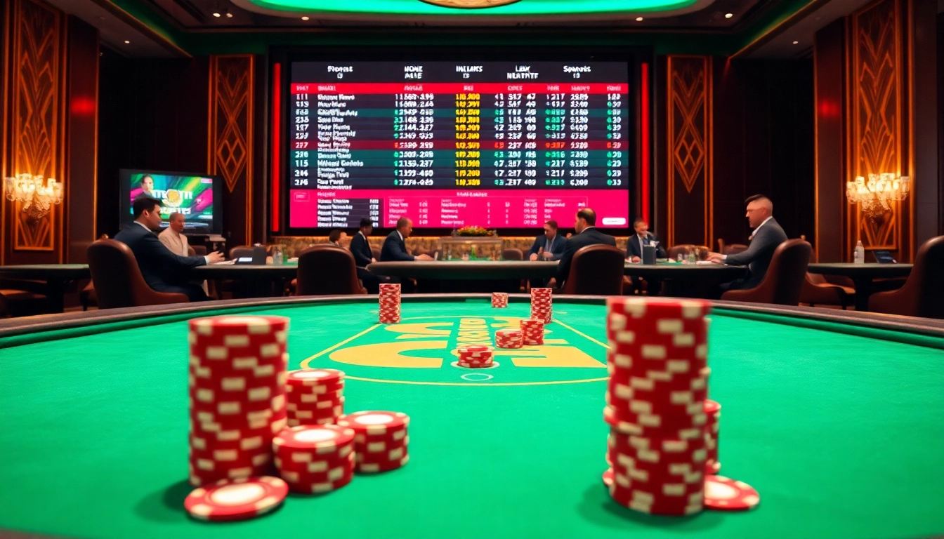Engaging poker game scene showcasing link alternatif sbobet for thrilling online betting.