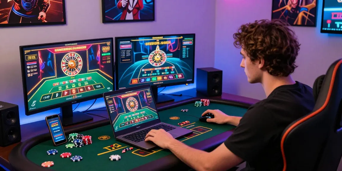 situs raja328 user engaging in live online gambling experience with vibrant gaming visuals