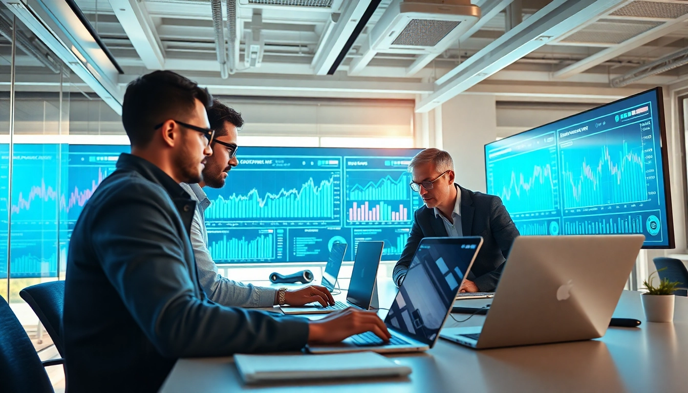 Enhancing EORMC technology with a professional blockchain development team in a bright office.