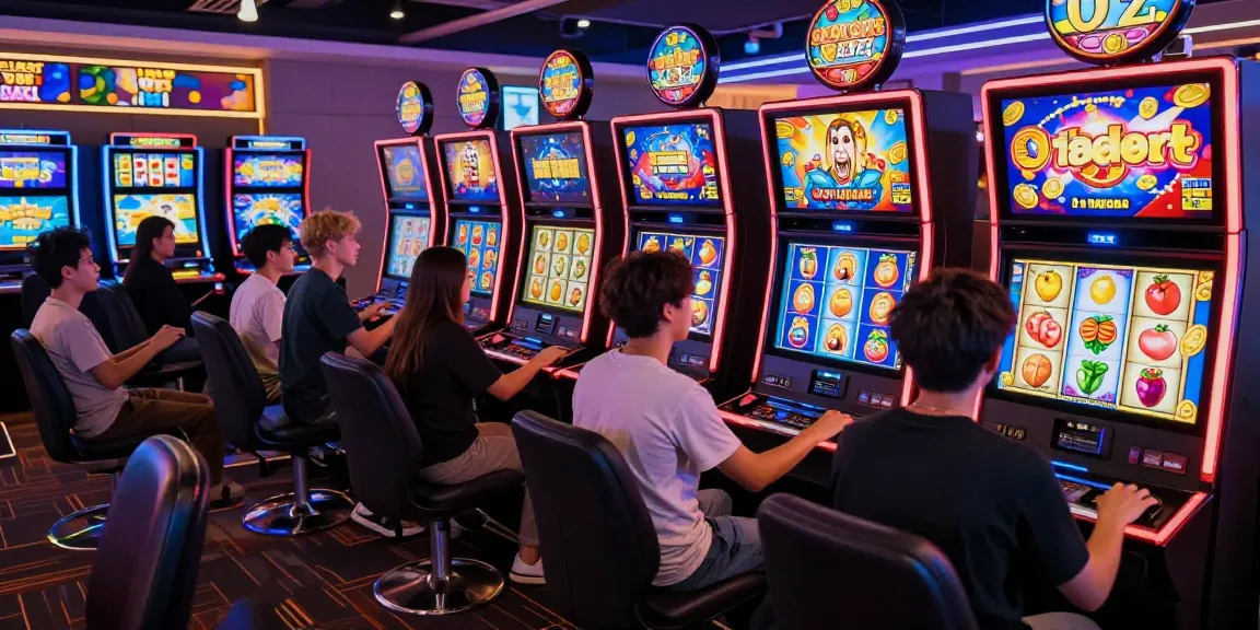 Exciting online gaming scene showcasing players engaged in slot gacor with vibrant graphics and colorful machines.