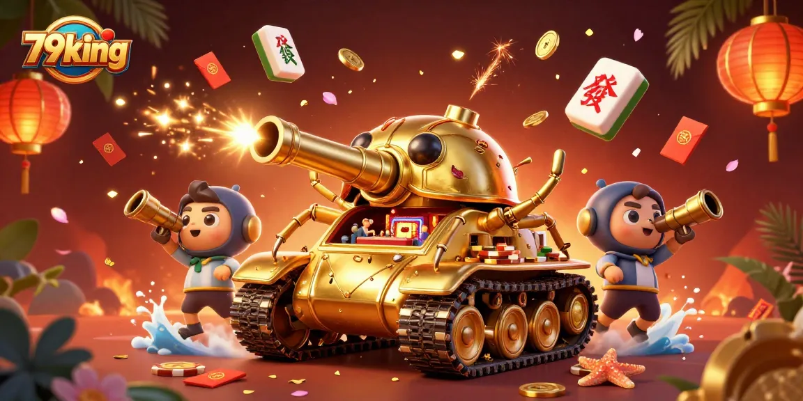 Engage in exhilarating gameplay at 79king featuring a vibrant 3D casino tank illustration.