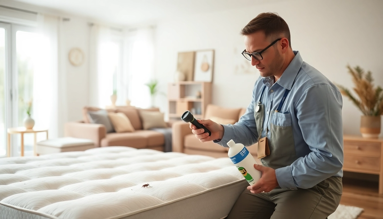 Affordable bed bug treatment expert inspecting a home thoroughly for bed bugs.