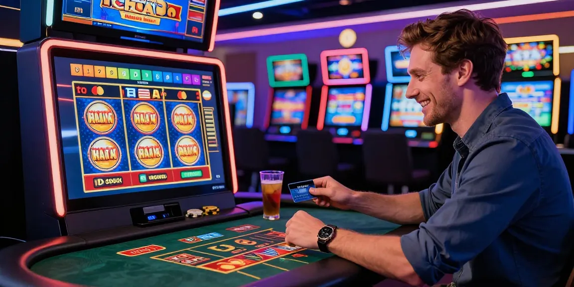 Player engaging with Mastercard casinos in a vibrant online gaming setup.