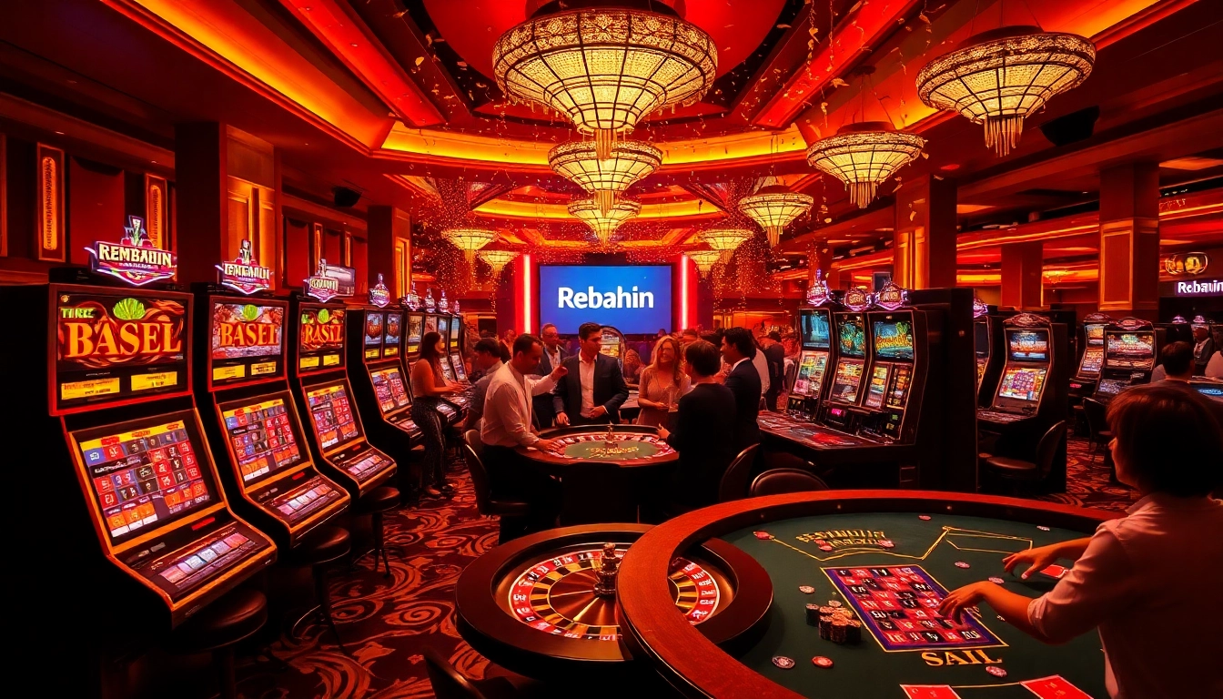 Experience the thrill of winning at Rebahin with vibrant casino games and glowing slot machines.