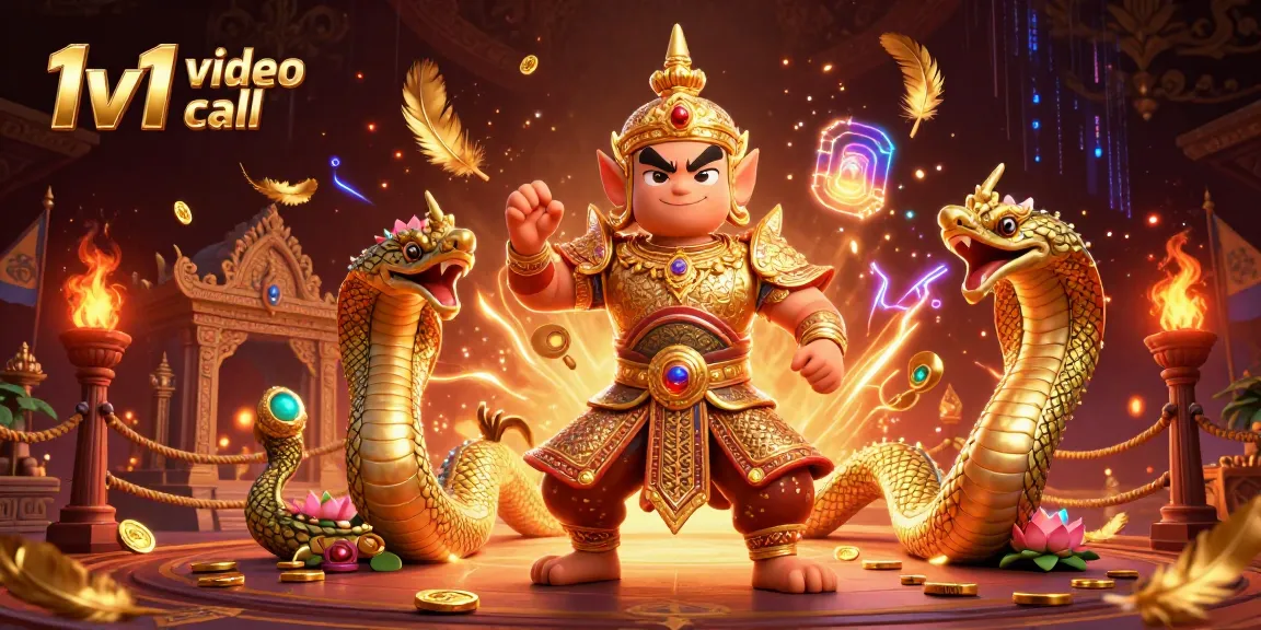 Engage in an exciting 1v1 video call with unique characters against a vibrant casino backdrop.