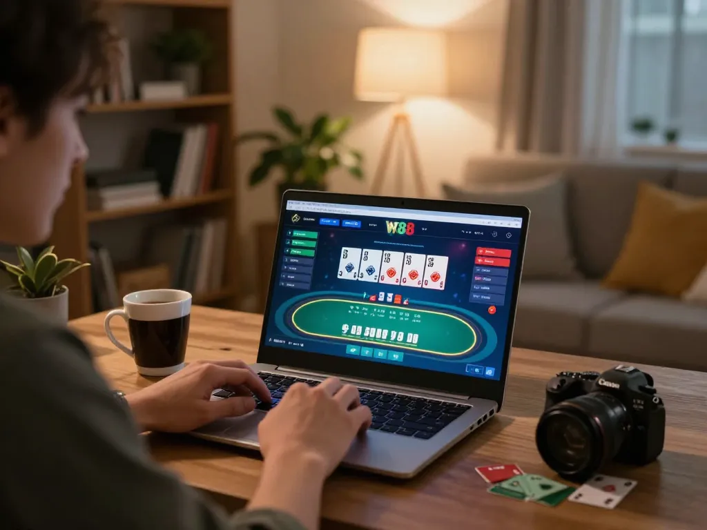 Engaging in online poker gameplay at W88 while managing finances responsibly.
