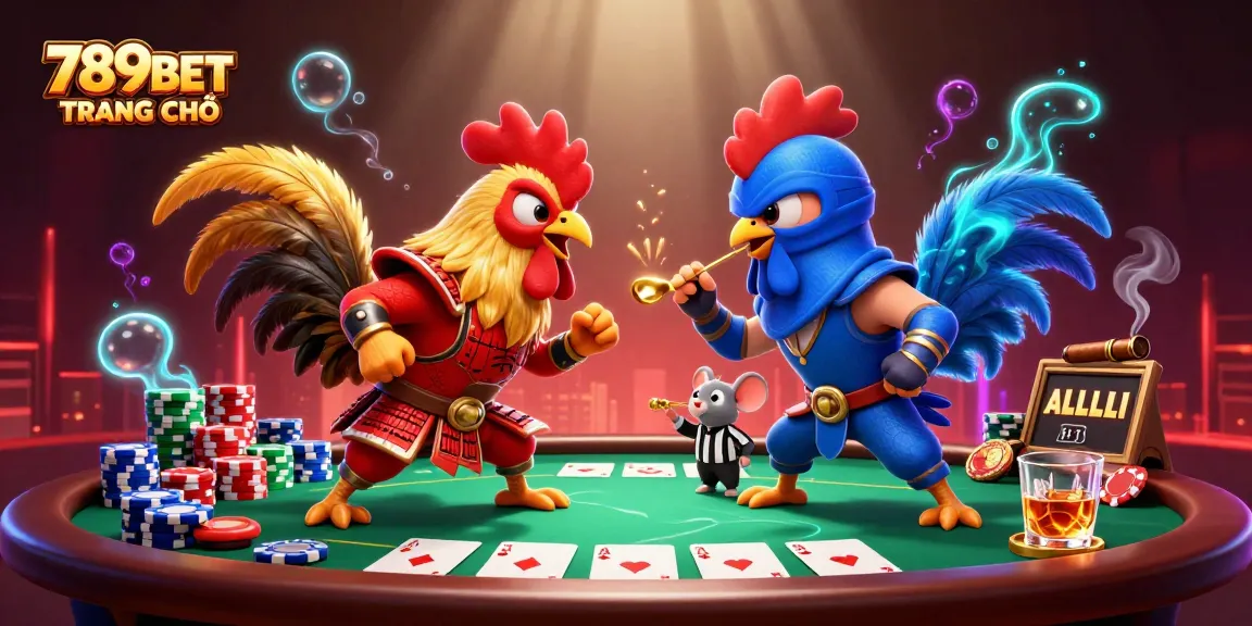 Experience the thrill of poker and rooster fights at 789BET TRANG CHỦ with vibrant 3D characters.