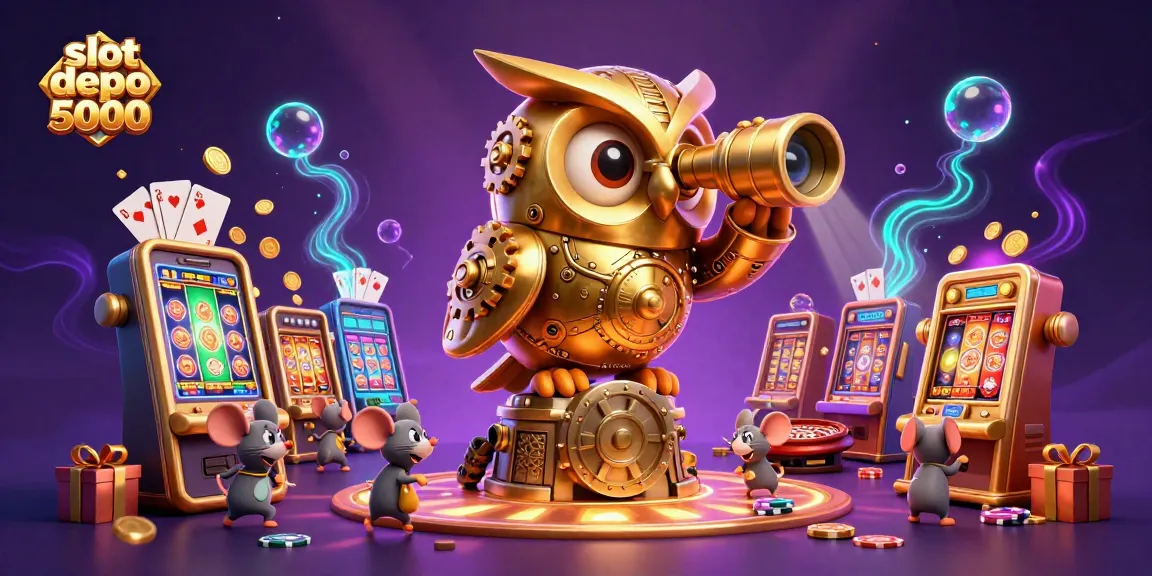 Spin the reels of slot depo 5000 with a colorful illustration of a vibrant casino scene.