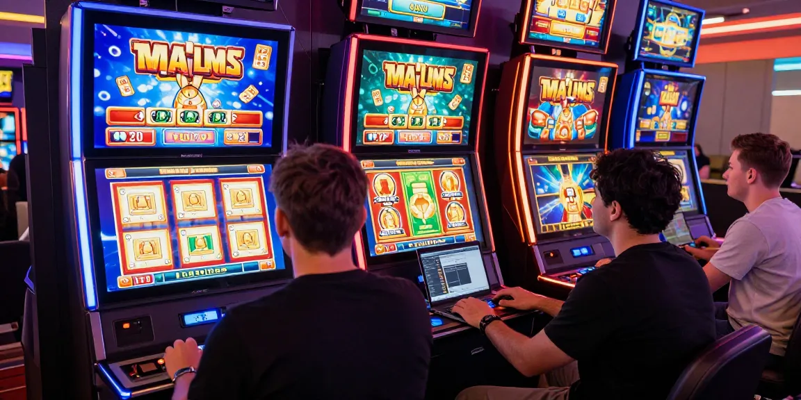 Players enjoying bonus buy slots in a vibrant online casino atmosphere with colorful graphics.