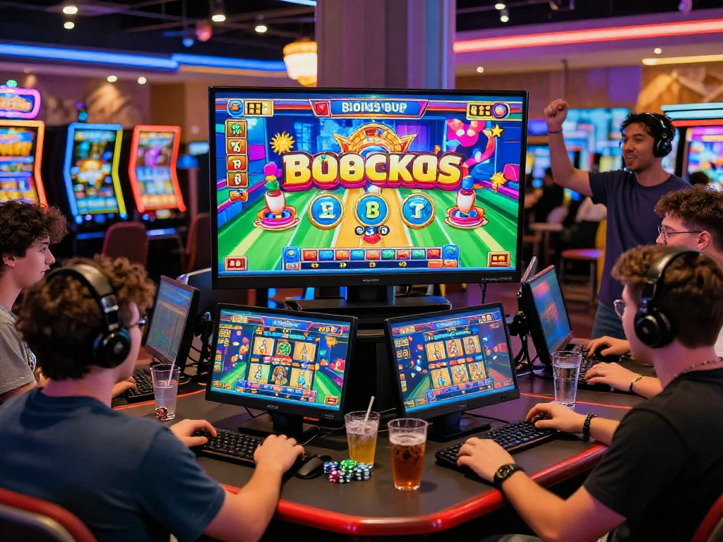 Diverse players enjoying gameplay at new slot sites, celebrating wins in vibrant casino atmosphere.