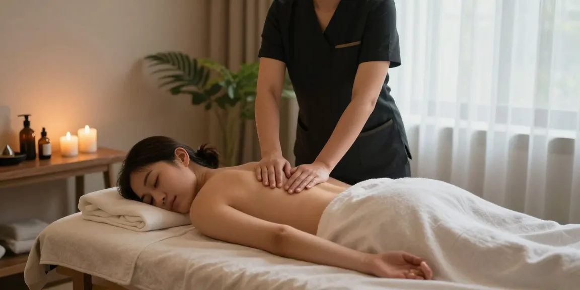 Client experiencing a soothing Swedish massage at https://www.makangs.com/ in a tranquil spa setting.