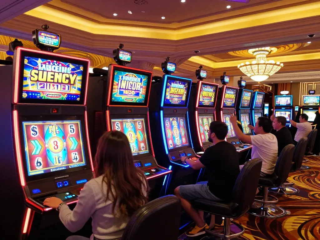 Players enjoying thrilling slot gacor games at a vibrant Las Vegas casino