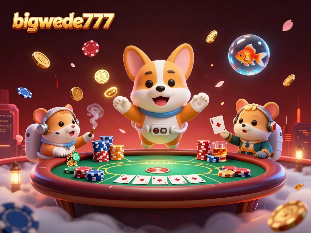 Experience thrilling gameplay at bigwede777 with a vibrant space casino scene featuring an astronaut corgi.