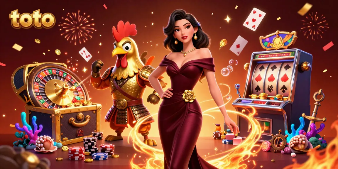 Win big with toto in this vibrant casino scene featuring glamorous characters and exciting game elements.