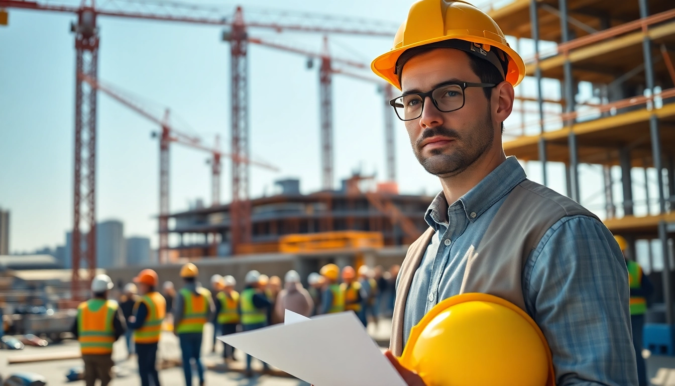 New York Construction Manager coordinating a dynamic construction site.