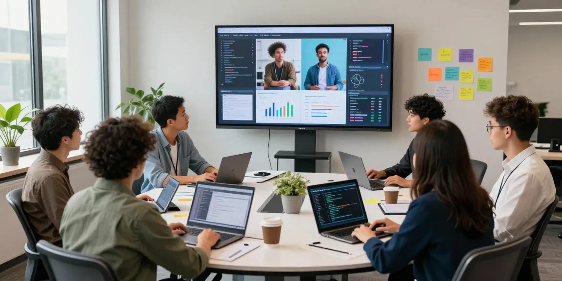 Collaborative team analyzing AI image detection with a free ai image detector in a modern office setting.