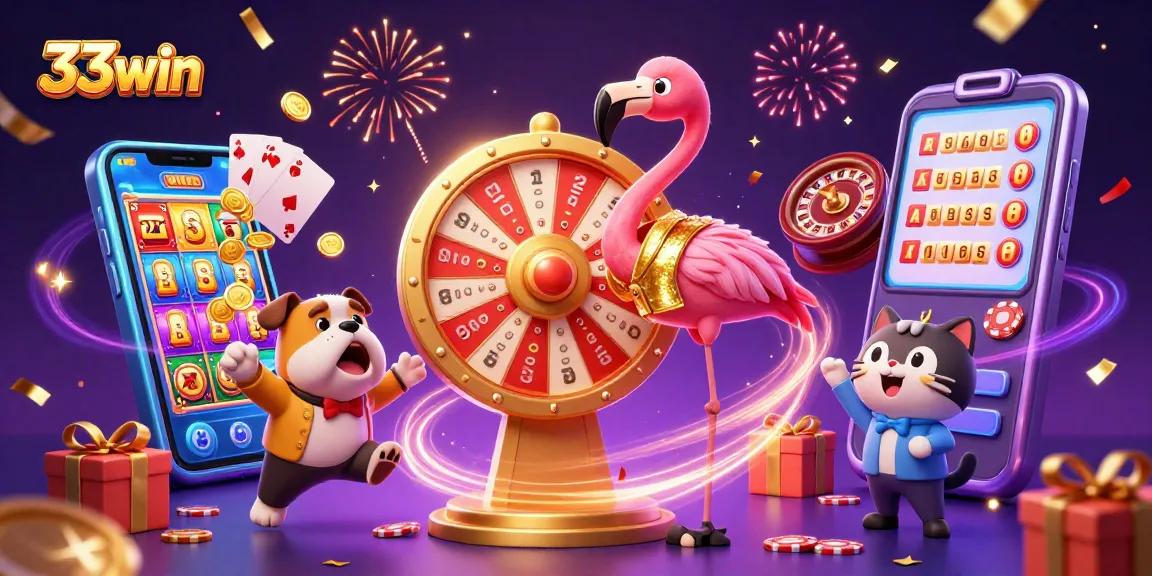 Engage with 33win's exciting casino experience, featuring prizes and vibrant game elements.