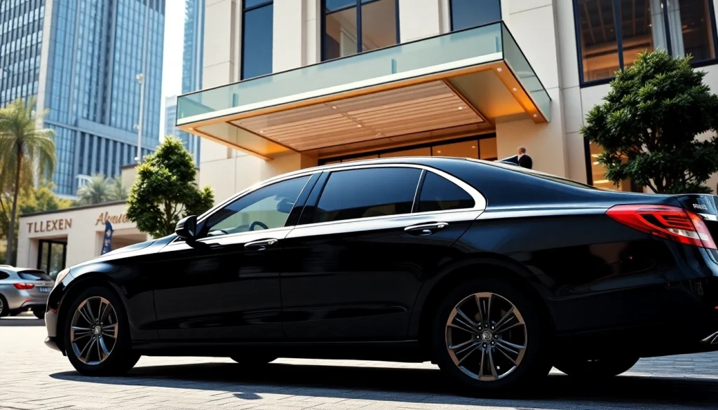 Experience top Chauffeur Services near me with a professional chauffeur by a luxury sedan at a hotel.