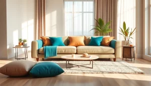 Sofa beds UK styled in a modern living room, featuring vibrant cushions and natural light.