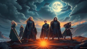 Game of Thrones cast depicted in a dramatic scene highlighting their iconic roles