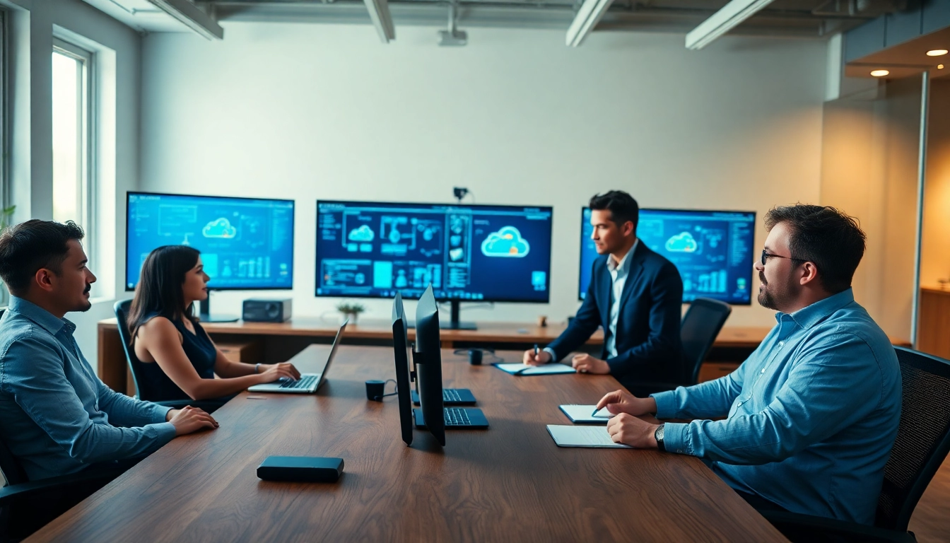 Enhance your VMware Consulting solutions with a dedicated team collaborating in a modern workspace.