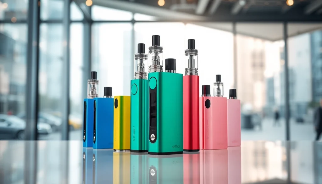 Elfbar Vape-Geräte in einer modernen Umgebung präsentieren sich farbenfroh und einladend.