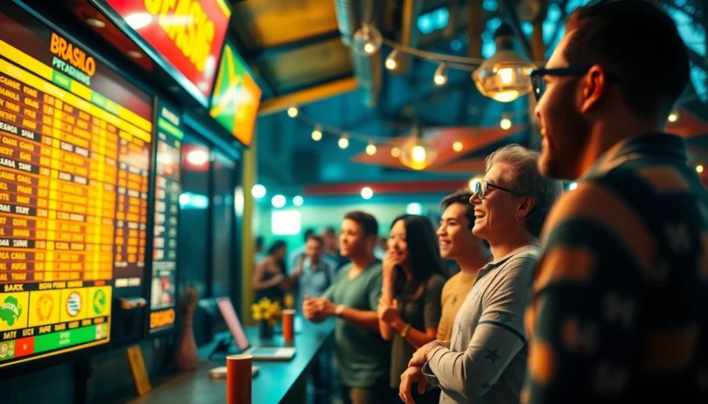 Discover the best sports betting sites in Brazil with vibrant scenes of enthusiastic bettors.