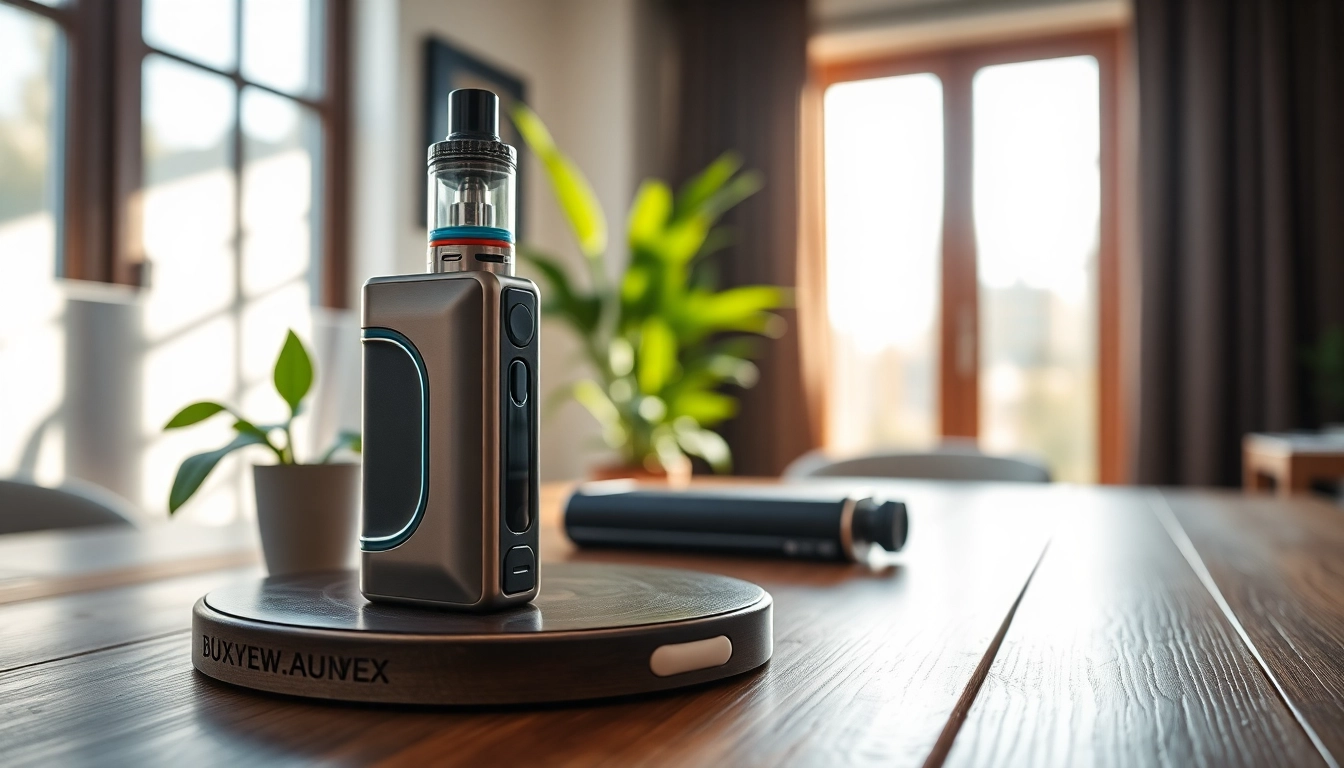 Genießen Sie das Oxva Vaping-Gerät in einem eleganten, minimalistischen Umfeld mit natürlichem Licht.