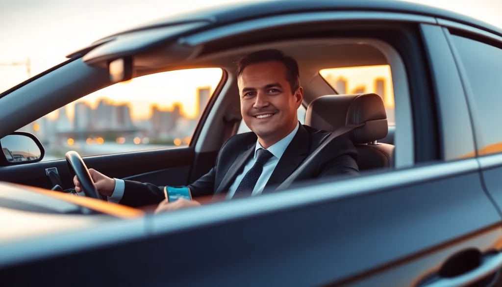 Experience Chauffeur Services near me with a professional driver in a luxurious car, ready for your journey.