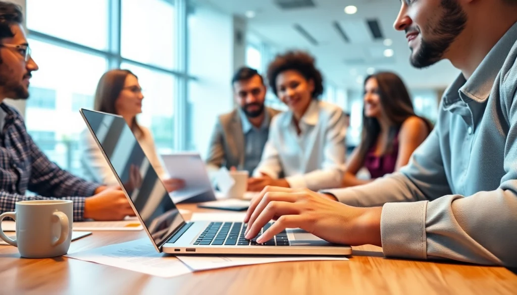 Engaging scene emphasizing free job post chicago with a diverse group collaborating in a modern office.