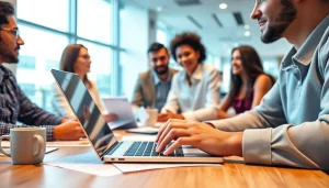 Engaging scene emphasizing free job post chicago with a diverse group collaborating in a modern office.