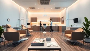 A modern dental clinic interior representing trust and care, suitable for searching 'klinik gigi near me'.